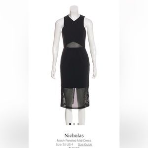 Nicholas Mesh Paneled Midi Dress Black Size 4